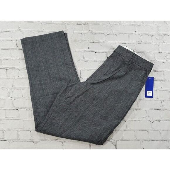 Alan Flusser Golf Pants Flat Front Gray Plaid MENS SIZE 31X30 - Picture 5 of 7